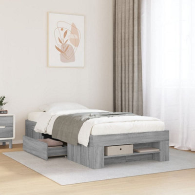 Berkfield Bed Frame Without Mattress Grey Sonoma 75X190 Cm Small Single Engineered Wood - image 1