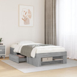 Berkfield Bed Frame Without Mattress Grey Sonoma 75X190 Cm Small Single Engineered Wood - thumbnail 1