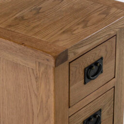 Zelah Oak Bedside Table - Fully Assembled 3 Drawer Cabinet - By Roseland Furniture - thumbnail 5