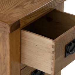 Zelah Oak Bedside Table - Fully Assembled 3 Drawer Cabinet - By Roseland Furniture - thumbnail 7