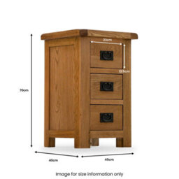 Zelah Oak Bedside Table - Fully Assembled 3 Drawer Cabinet - By Roseland Furniture - thumbnail 8