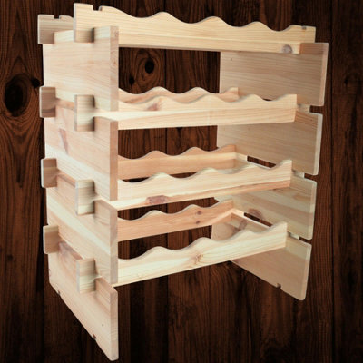 Woodeedoo Freestanding 4 Tier Wooden Wine Rack For 16 Bottles Natural Pine Floor Standing Bar Cellar Storage 50 X 32 X 66 Cm - image 1