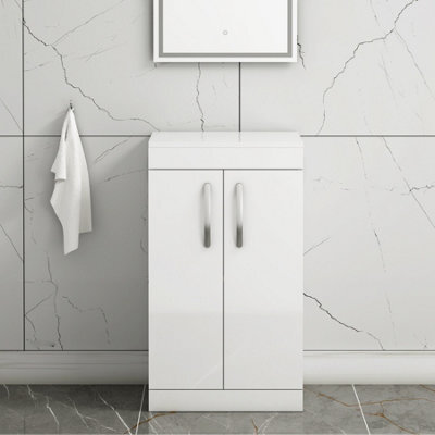 Royal Bathrooms Turin 500mm Gloss White Floor Standing Worktop Vanity Unit - 2 Doors - image 1