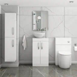 Royal Bathrooms Turin 500mm Gloss White Floor Standing Worktop Vanity Unit - 2 Doors - thumbnail 2