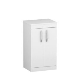 Royal Bathrooms Turin 500mm Gloss White Floor Standing Worktop Vanity Unit - 2 Doors - thumbnail 3