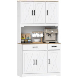 Homcom 175Cm Tall Kitchen Pantry, Kitchen Cabinet W/ Drawers, Shelves, White - thumbnail 2