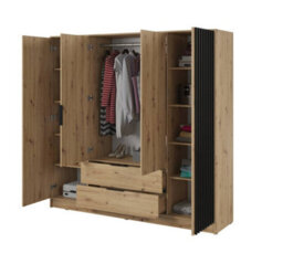 Arte Nelly Contemporary Hinged 4 Door Wardrobe Oak Effect 2 Drawers 8 Shelves 1 Hanging Rail Lamela Decor (H)2000mm (W)2060mm (D)510mm - thumbnail 3