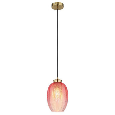 Luminosa Lighting Luminosa Jessica Dome Pendant Ceiling Light Gold Colours Matt Blackberry Glass Shade 1X E27 - image 1