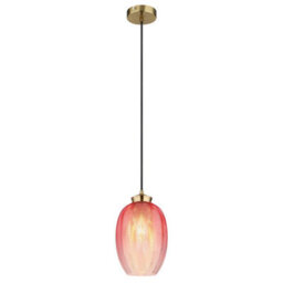 Luminosa Lighting Luminosa Jessica Dome Pendant Ceiling Light Gold Colours Matt Blackberry Glass Shade 1X E27 - thumbnail 1