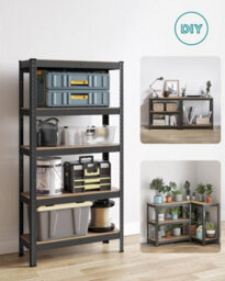 Songmics Shelving Unit, 5-Tier Steel Storage Shelves, No Bolt Assembly, Ideal For Garage And Shed, Black - thumbnail 6