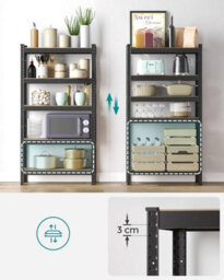 Songmics Shelving Unit, 5-Tier Steel Storage Shelves, No Bolt Assembly, Ideal For Garage And Shed, Black - thumbnail 5