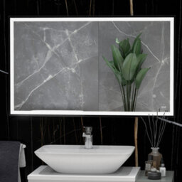 RAK Ceramics Rak Picture Square Matt Black 600X1000mm Illuminated Bathroom Mirror With Touch Sensor & Ip44 Rating