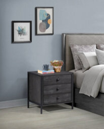 Timber Art Design Zahra Bedside Table Cabinet Bedroom Furniture Nightstand 3 Drawer Black - thumbnail 5
