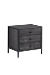 Timber Art Design Zahra Bedside Table Cabinet Bedroom Furniture Nightstand 3 Drawer Black - thumbnail 2