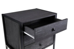 Timber Art Design Zahra Bedside Table Cabinet Bedroom Furniture Nightstand 3 Drawer Black - thumbnail 3