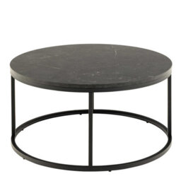 Wyld Haus Odense Round Coffee Table - Black Marble Effect Top With Matte Black Steel Legs - thumbnail 4