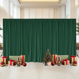 Neel Blue Green Velvet Backdrop Curtain Wrinkle-Free Polyester Fabric Background With Drapes, 3X6 Metres - thumbnail 7