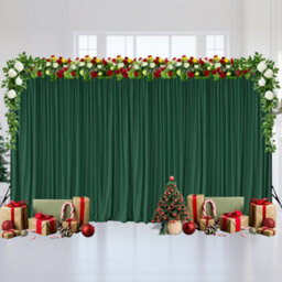 Neel Blue Green Velvet Backdrop Curtain Wrinkle-Free Polyester Fabric Background With Drapes, 3X6 Metres - thumbnail 6