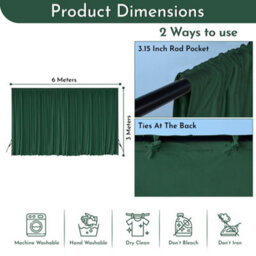 Neel Blue Green Velvet Backdrop Curtain Wrinkle-Free Polyester Fabric Background With Drapes, 3X6 Metres - thumbnail 2
