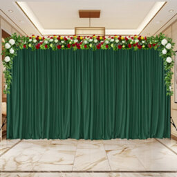 Neel Blue Green Velvet Backdrop Curtain Wrinkle-Free Polyester Fabric Background With Drapes, 3X6 Metres - thumbnail 1