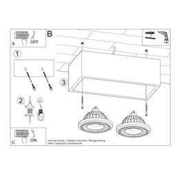 Sollux Lighting Quatro Wood Natural 2 Light Classic Ceiling Light - thumbnail 5