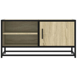 Berkfield Tv Cabinet Sonoma Oak 80X34.5X40 Cm Engineered Wood And Metal - thumbnail 4