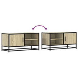 Berkfield Tv Cabinet Sonoma Oak 80X34.5X40 Cm Engineered Wood And Metal - thumbnail 8