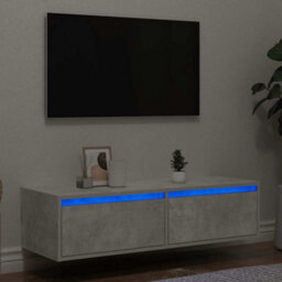 Berkfield Durable Tv Cabinet With Led Lights Concrete Grey 100X35.5X25 Cm - thumbnail 2