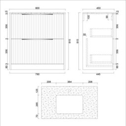 Royal Bathrooms Evora 800mm Graphite Grey Fluted Bathroom Floor Standing Vanity Unit 2 Drawer Storage Cabinet With Carrara White Basin - thumbnail 8