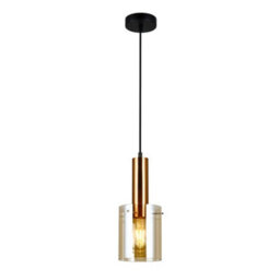 Luminosa Lighting Luminosa Modern Hanging Pendant Brass 1 Light  With Amber Shade, E27 - thumbnail 2