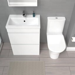 Nes Home 600mm 2 Drawers Gloss Basin Vanity & Rimless Close Coupled Toilet White - thumbnail 3