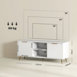 Wyld Haus Lamo 120Cm White Tv Stand With 2 Etched Doors And Shelf - Fits Tvs Up To 55 Inches - thumbnail 3