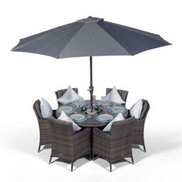 That's Furniture Savannah Round 6 Seater Patio Dining Set With Ice Bucket Drinks Cooler - Grey - thumbnail 3