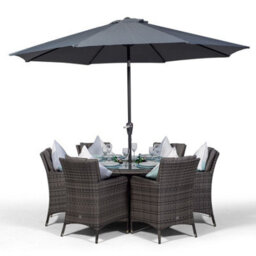 That's Furniture Savannah Round 6 Seater Patio Dining Set With Ice Bucket Drinks Cooler - Grey - thumbnail 5