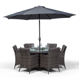 That's Furniture Savannah Round 6 Seater Patio Dining Set With Ice Bucket Drinks Cooler - Grey - thumbnail 4