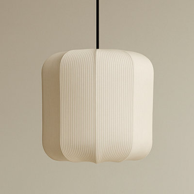 CGC Lighting Cgc Lila Cream Cylinder Ribbed Stretch Cotton Fabric Lampshade - image 1