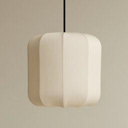 CGC Lighting Cgc Lila Cream Cylinder Ribbed Stretch Cotton Fabric Lampshade - thumbnail 1
