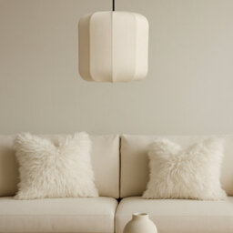 CGC Lighting Cgc Lila Cream Cylinder Ribbed Stretch Cotton Fabric Lampshade - thumbnail 2