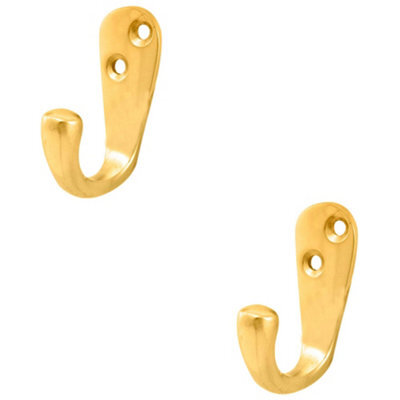 Loops 2 Pack - Victorian Oval Single Robe Coat Hook - Wall Mounted Gown Holder Polished Brass - image 1