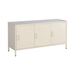 Sweeek - Industrial Metal Tv Stand With 3 Doors 120Cm Cream 120X40X60 Cm - Alabama - thumbnail 2