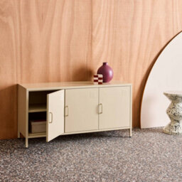 Sweeek - Industrial Metal Tv Stand With 3 Doors 120Cm Cream 120X40X60 Cm - Alabama - thumbnail 7