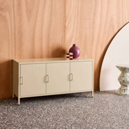 Sweeek - Industrial Metal Tv Stand With 3 Doors 120Cm Cream 120X40X60 Cm - Alabama - thumbnail 8