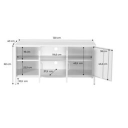 Sweeek - Industrial Metal Tv Stand With 3 Doors 120Cm Cream 120X40X60 Cm - Alabama - thumbnail 5