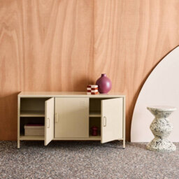 Sweeek - Industrial Metal Tv Stand With 3 Doors 120Cm Cream 120X40X60 Cm - Alabama - thumbnail 6