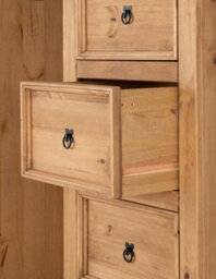 Seconique Corona 1 Door 4 Drawer Low Combi Wardrobe In Distressed Waxed Pine - thumbnail 7
