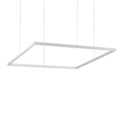 Ideal Lux Luminosa Oracle Slim Non Dim Decorative Square Integrated Pendant Light White, 3000K, 51W