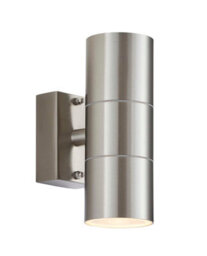 Anson Lighting Tube Stainless Steel Outdoor 2 Light Wall Light - thumbnail 2