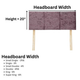 "Urban Textures Luxury 20"" High Crushed Velvet Fabric Upholstered Elba Bed Headboard - Aubergine" - thumbnail 2