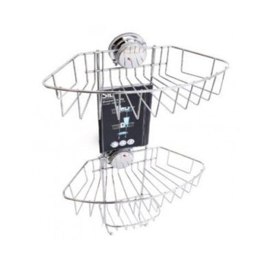 OPTIMAL PRODUCTS 3 Tier Shower Caddy Bm0204 Chrome Plated Steel Metal Bathroom Storage Stand Corner Rack