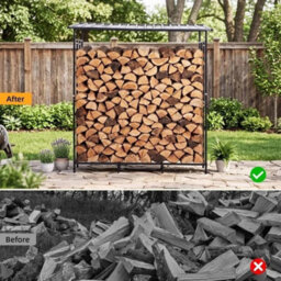 182X70X183Cm Heavy Duty Firewood Log Rack Large Storage Holder Shed Rack Outdoor Garden Yard - thumbnail 4